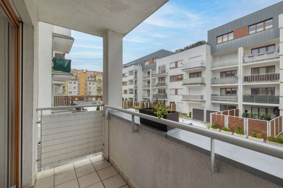The balcony provides the perfect place to spend time outdoors.