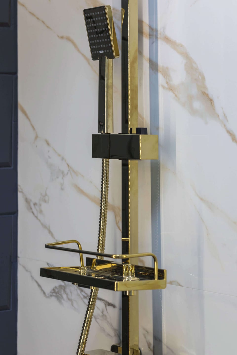 Gold shower mixer.