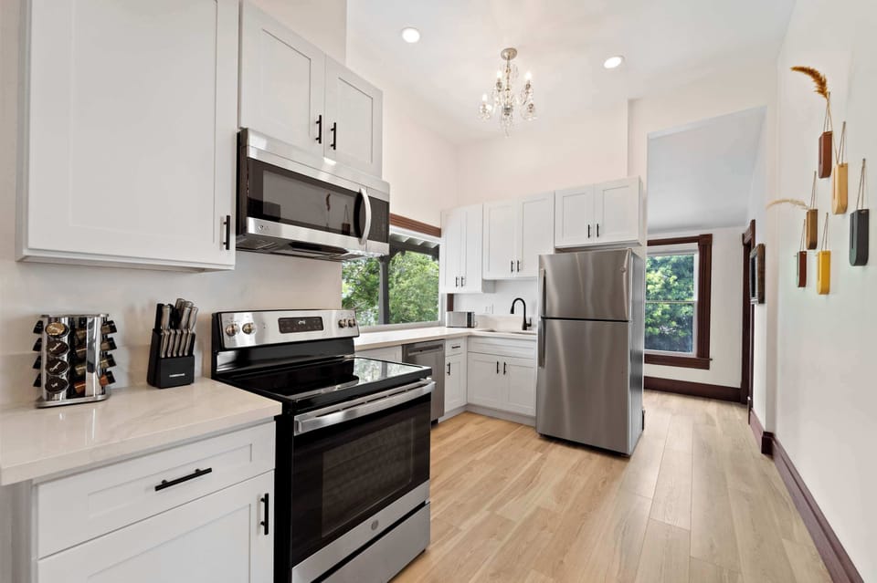 Bright kitchen with sleek cabinetry and modern appliances