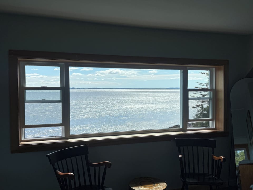 sparkling water, master bedroom window