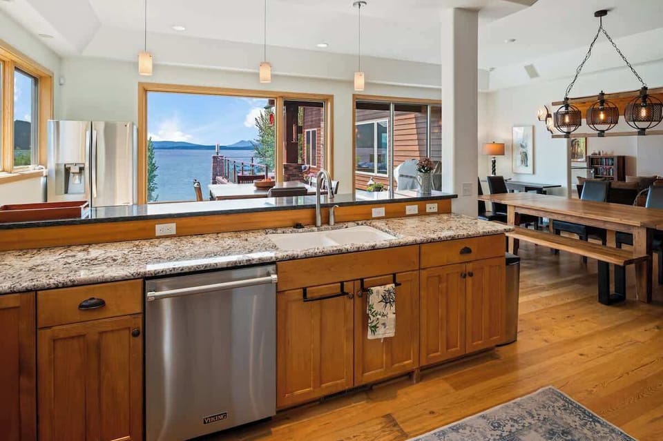 Enjoy the view while you cook together, plenty of space in this kitchen!
