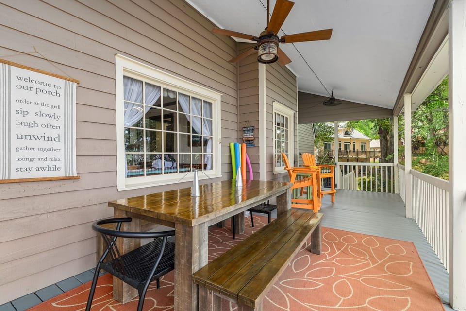 Back Porch Dining
A favorite gathering place with a table for 8