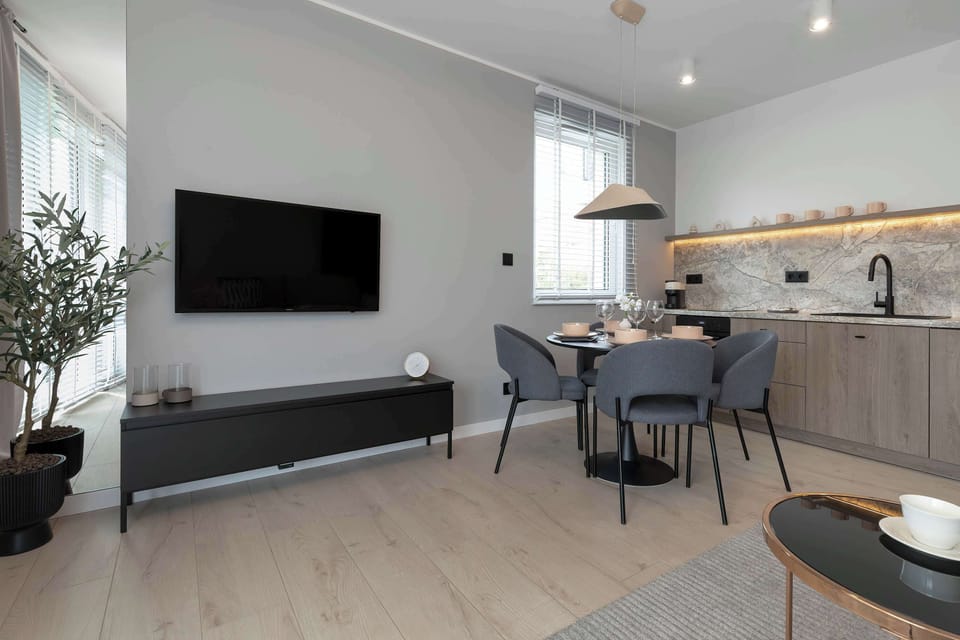 Modern TV in the apartment. 
