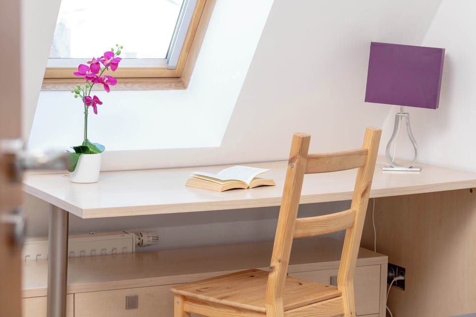 Comfortable desk with chair. 