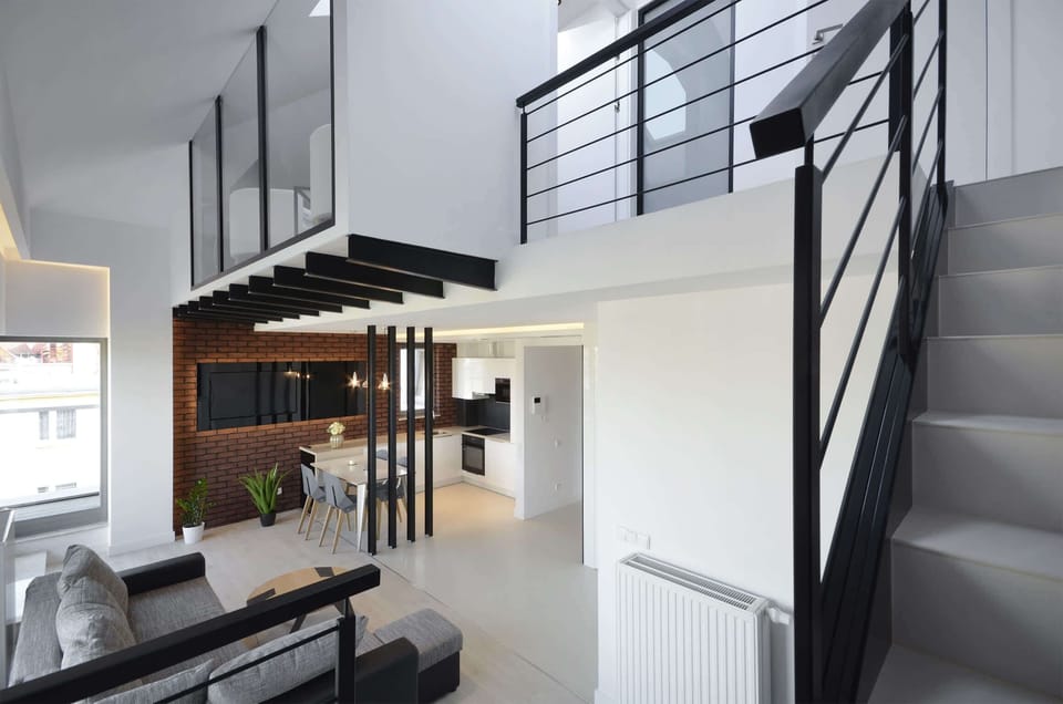 Storey apartment with stairs.