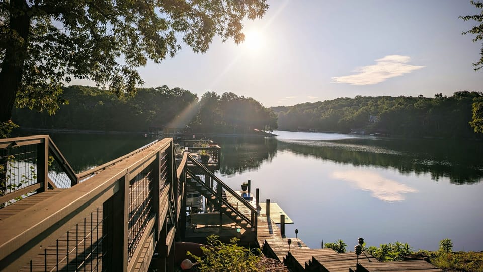 View from the lower deck. Minimal steps to the water and amazing views. 