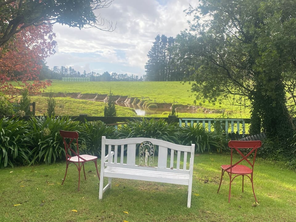 Lovers chair with a view of the cows , dam and property. 