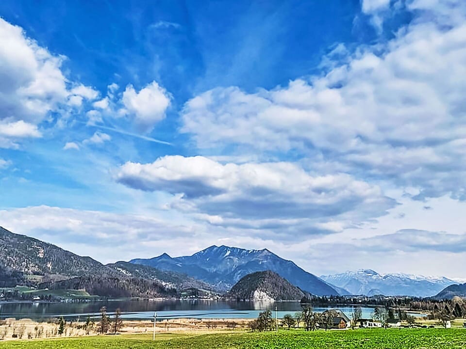 Sky, Blue, Mountain, Mountainous Landforms, Water, Cloud, Body Of Water, Nature, Natural Landscape, Hill