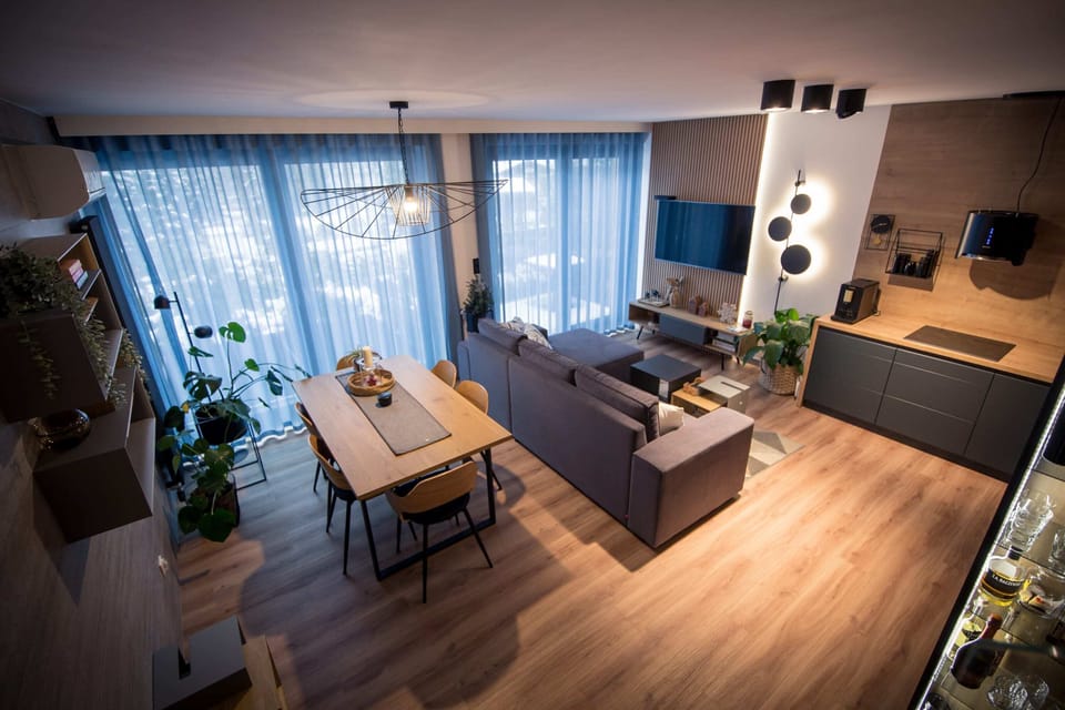Living room with dining area.