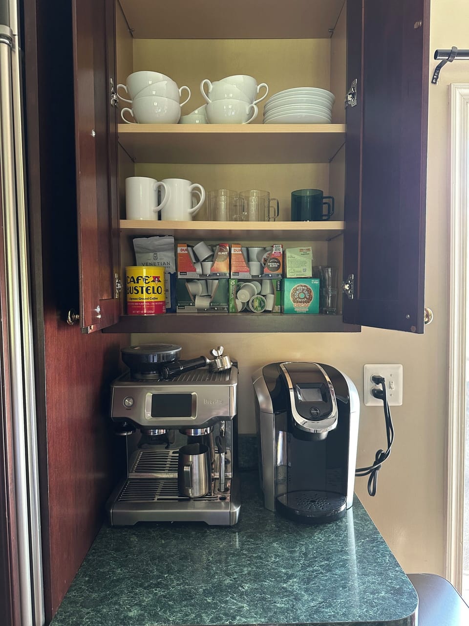 Take your pick on crafted espresso or Keurig cups 