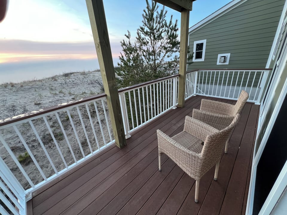 Balcony off of master and office. 