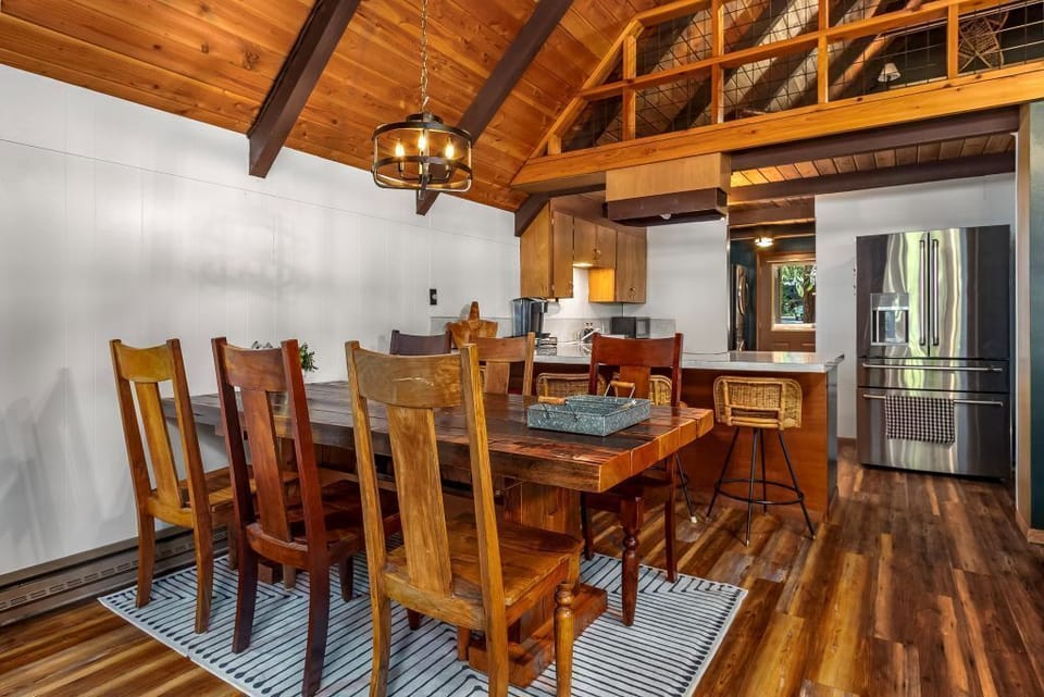 Dining table and kitchen