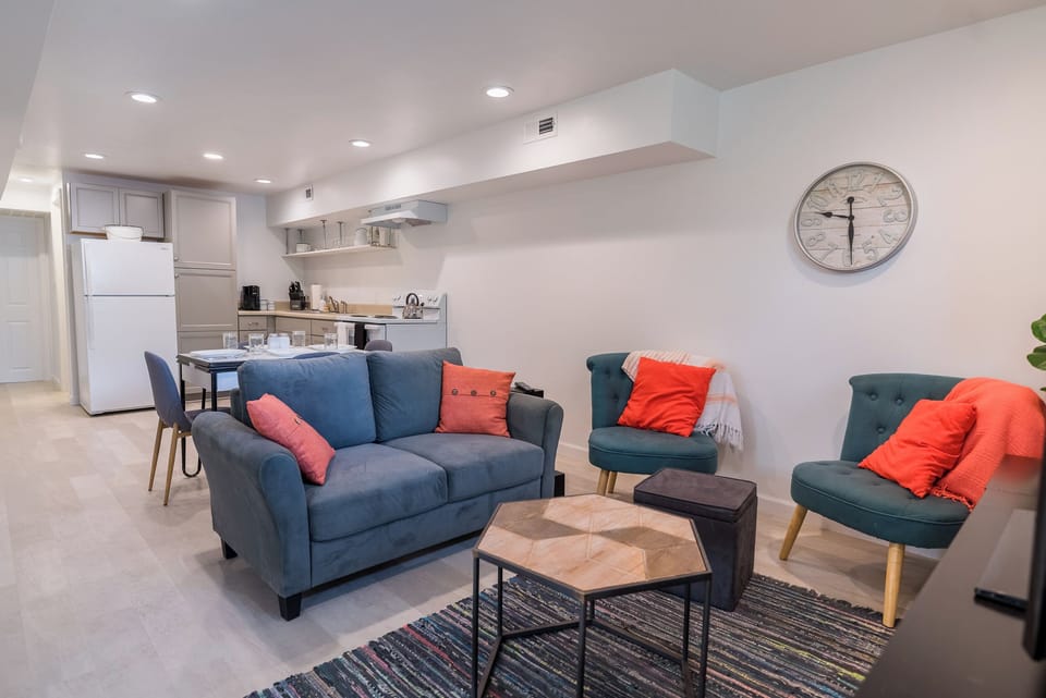 Bright living space is cozy with plenty of natural light