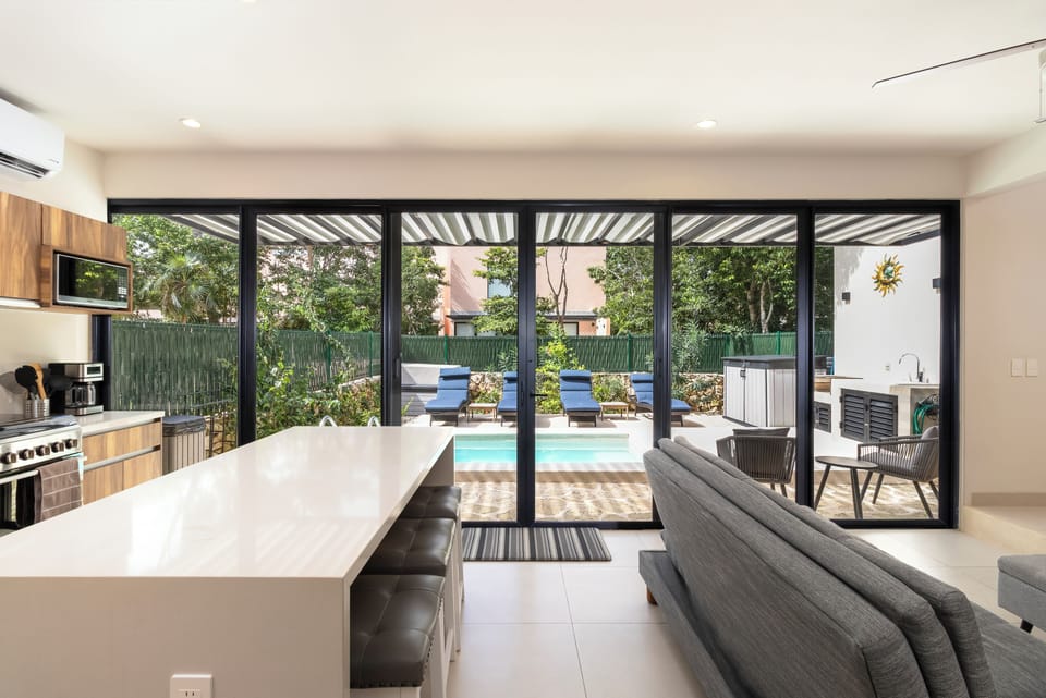 Open up the sliding doors for an indoor/outdoor living experience 