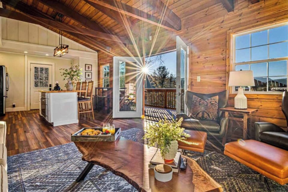 Living room and kitchen at sunrise