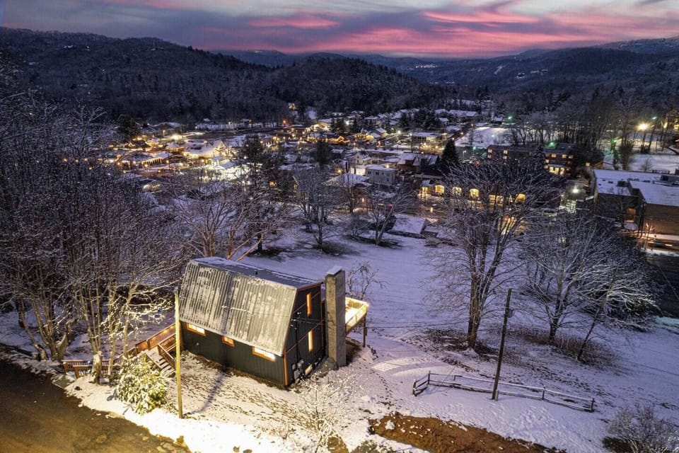 Winter town views from the chalet.
