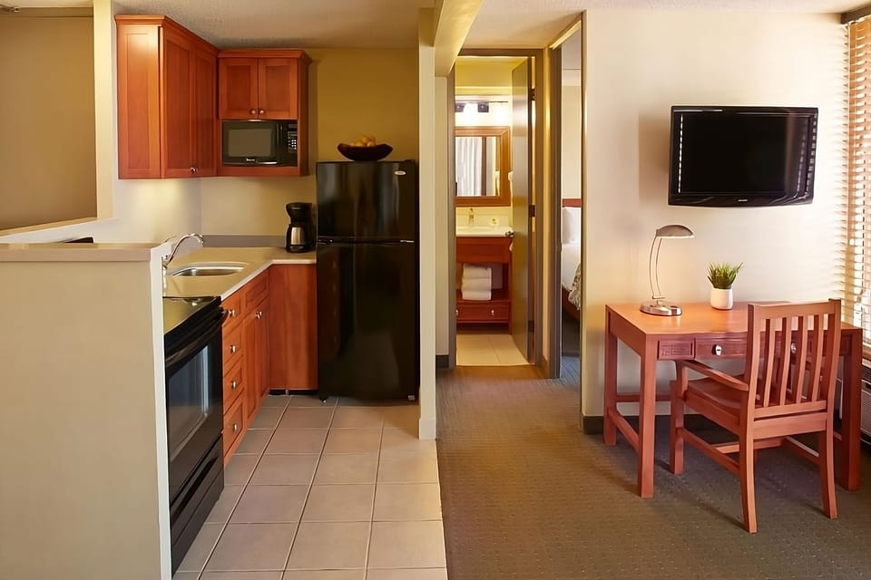 Cook easy meals in a bright, well-equipped kitchenette.