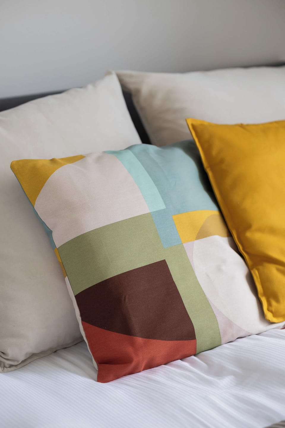 Soft pillows on the bed. 