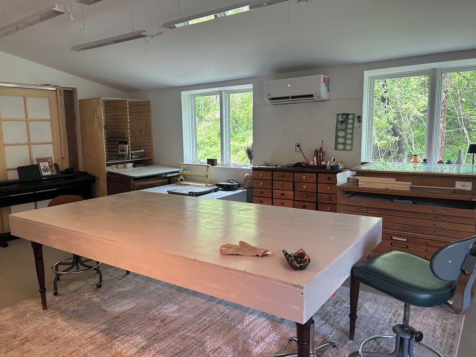 Studio work table that can double as larger dining table.