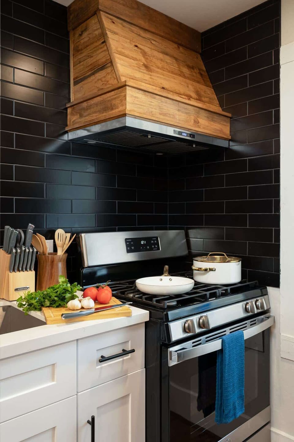 Kitchen: Cook up culinary delights on a sleek stove with stylish accents and modern amenities.