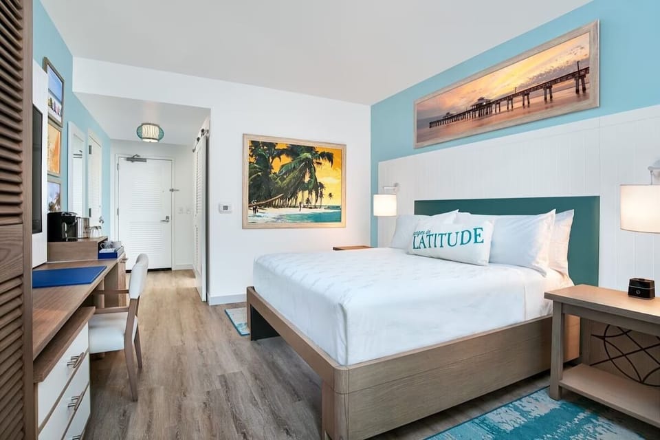 Stretch out in a serene king bed after beach days.