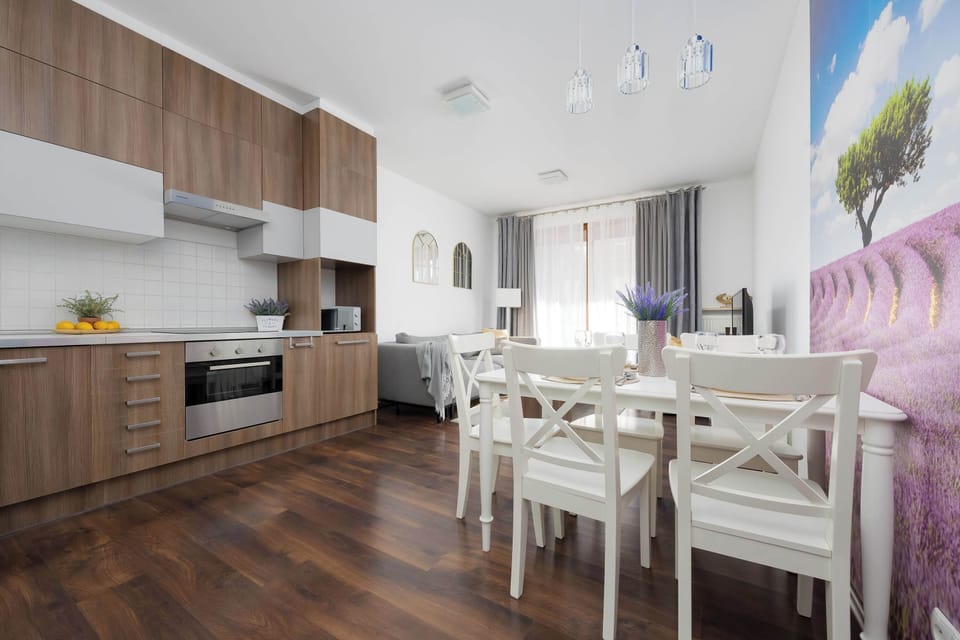 Kitchenette with dining table. 