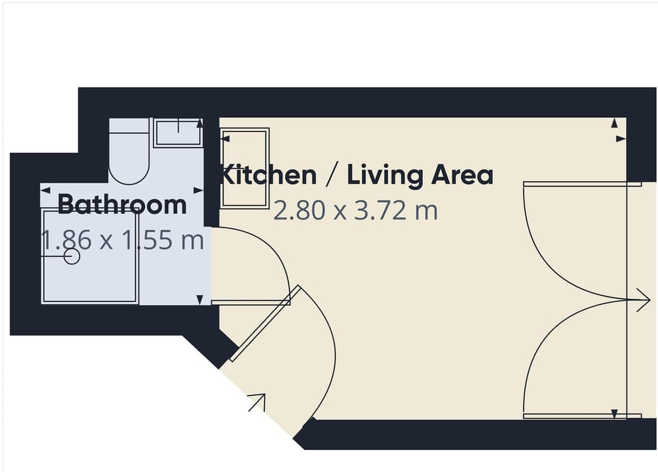 A floor plan of the apartment, displaying the layout and dimensions. It provides a clear visual of the space's organization.