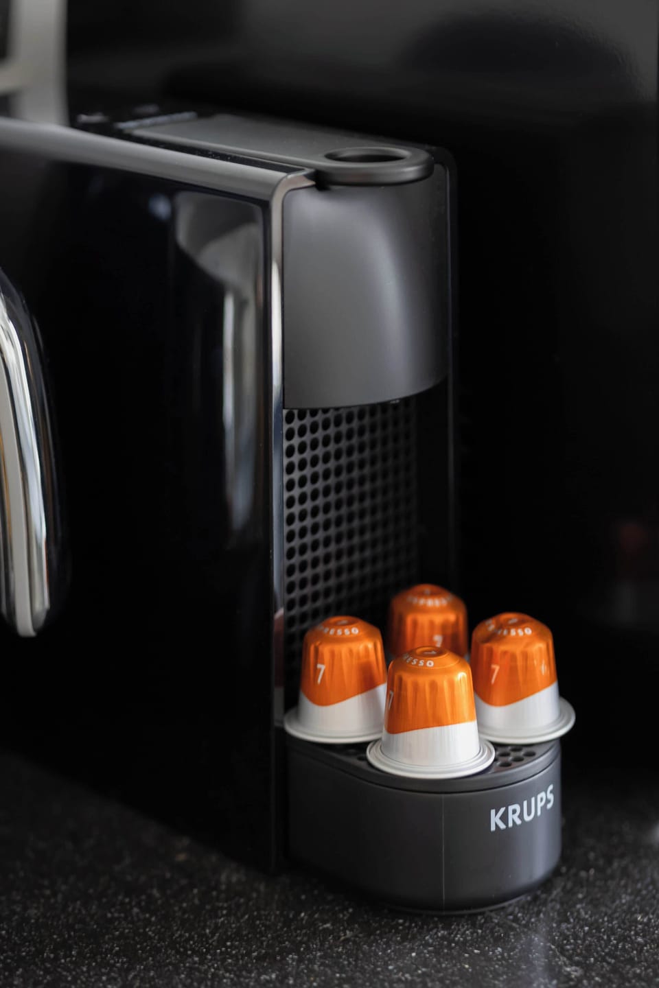 The capsule coffee machine offers a quick and aromatic start to your day.