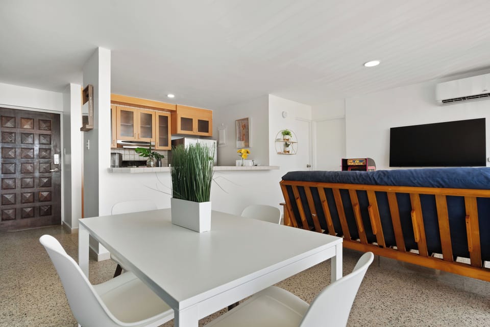 Fully equipped kitchen and charming dining area. Perfect for shared meals and connecting.