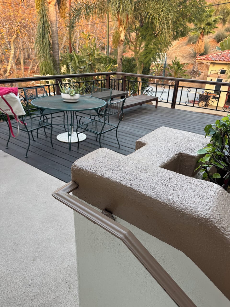 Large outdoor deck out front door 