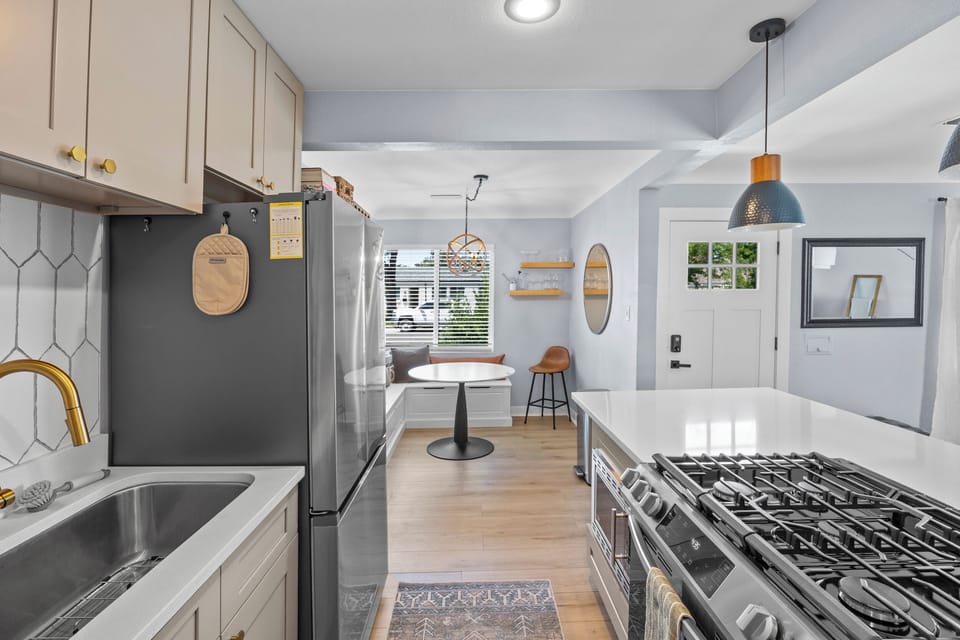 Full kitchen for real cooking during long stays.