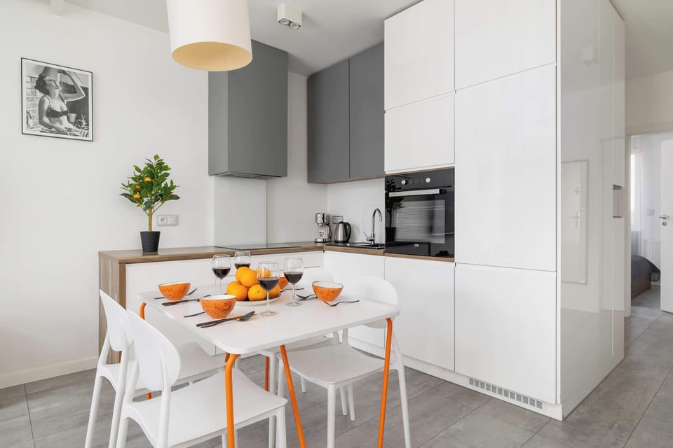 The fully equipped kitchenette includes everything you need for a home-cooked meal.