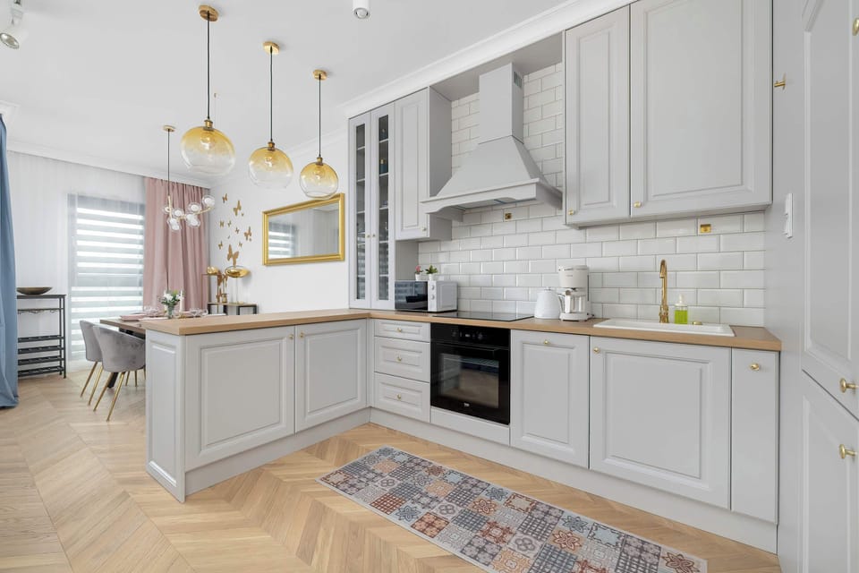 The fully equipped kitchenette includes everything you need for a home-cooked meal.