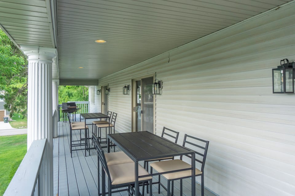 Balcony | Natural Gas Grill | Partial Lake Views
