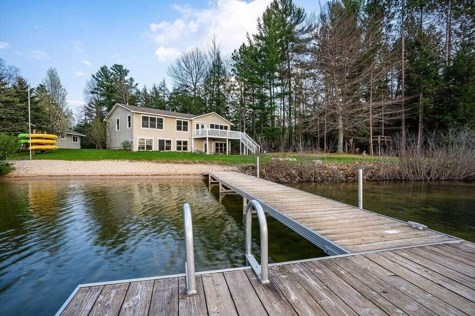Private beach/dock and fieldstone firepit