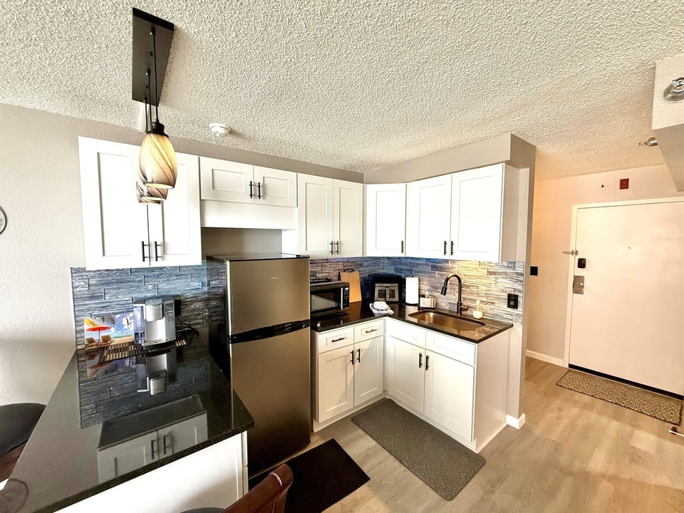 Roomy kitchenette with seating