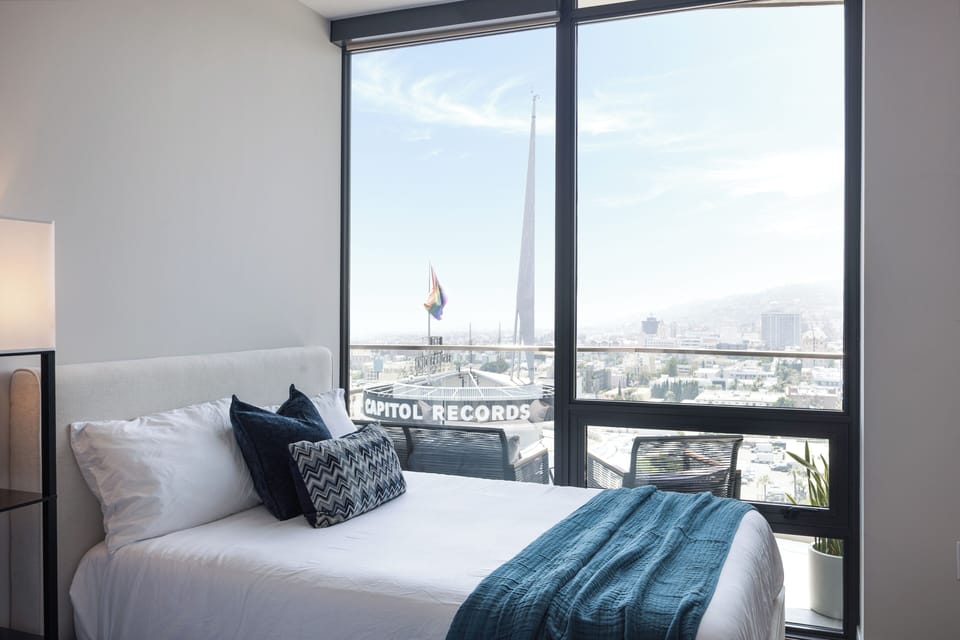 Sleep with the iconic Capitol Records building right outside your window.