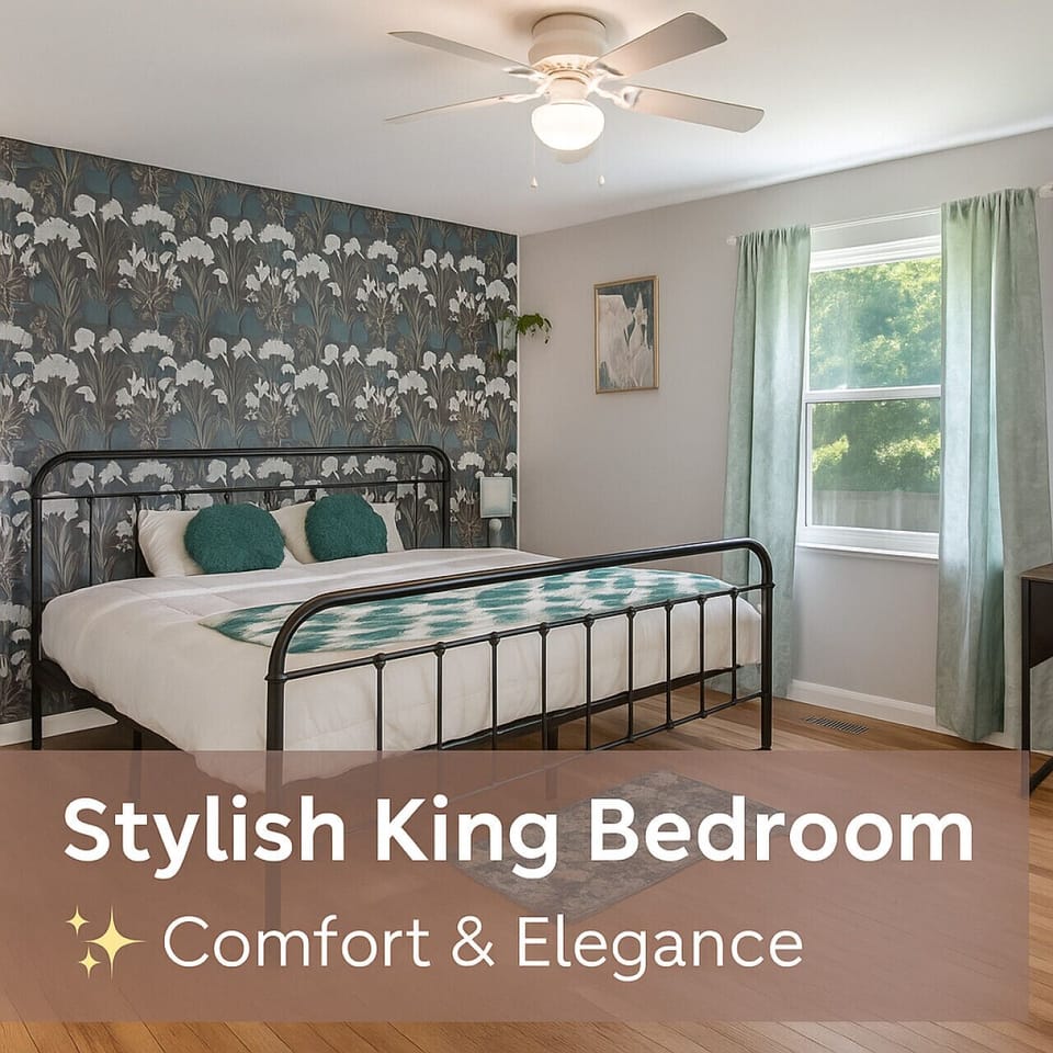 Peaceful bedroom with stylish décor and comfortable bedding for a restful night