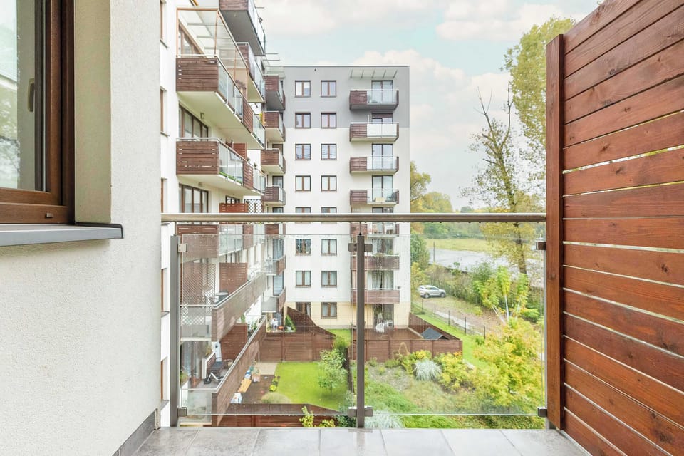 Balcony belonging to the apartment with exit from the bedroom.