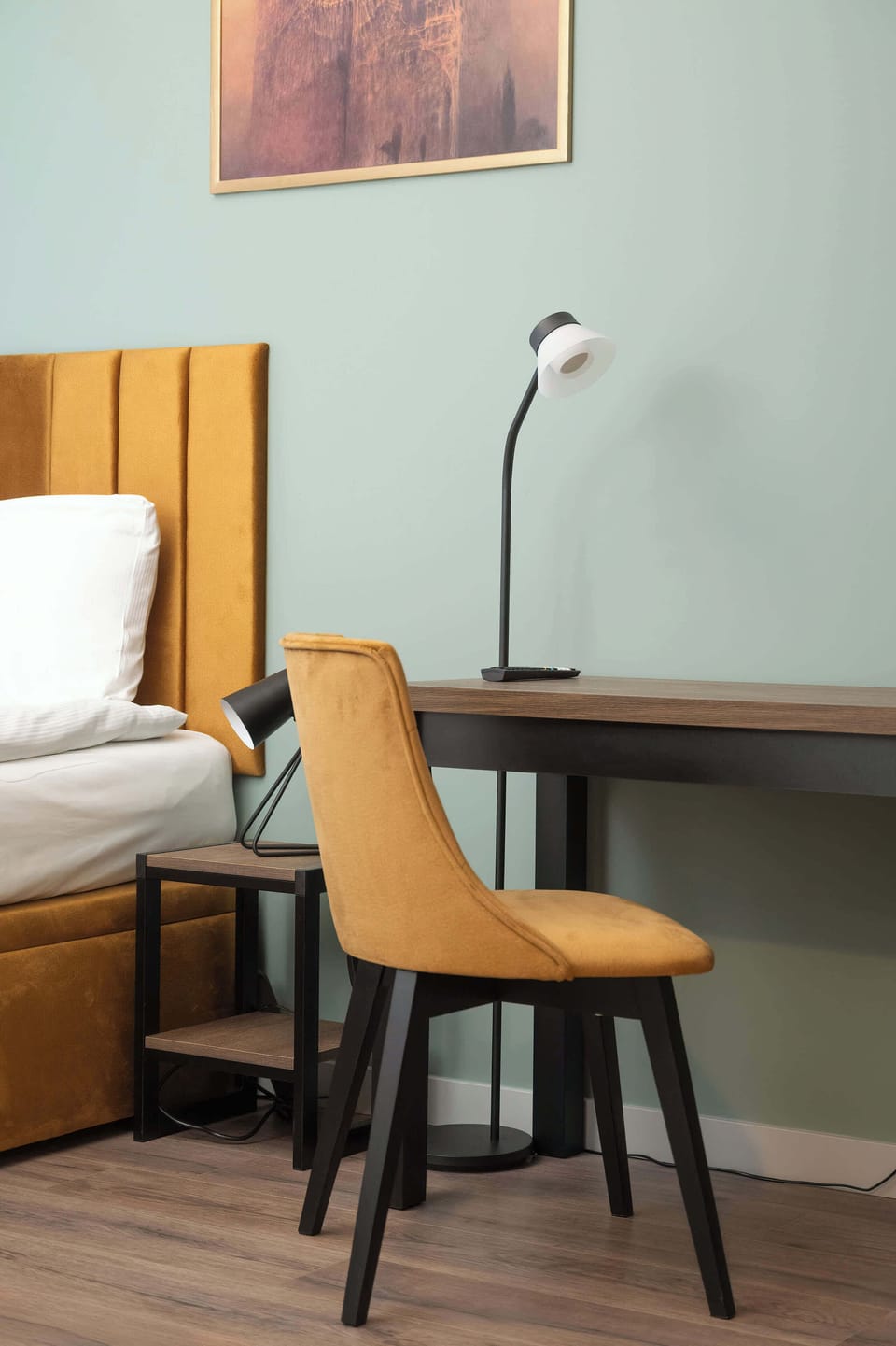 The functional desk with a comfortable chair makes working or studying in the apartment exceptionally pleasant.