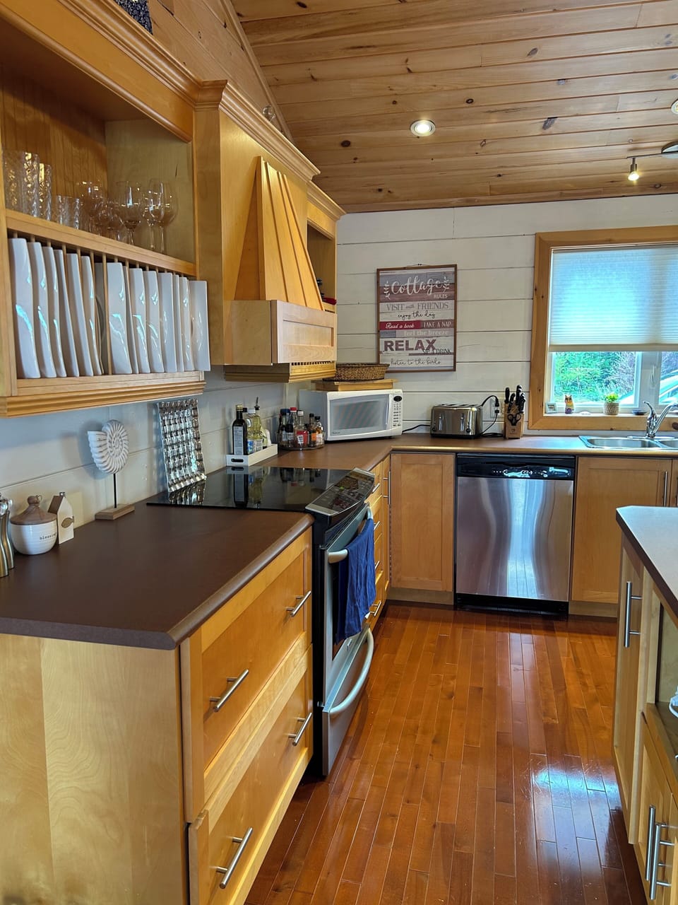 Fully stocked kitchen.