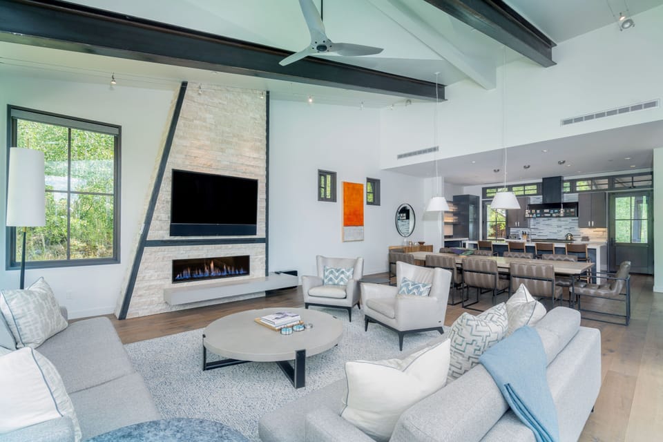 Living Room - Fully appointed and open concept living - gas fireplace, luxury living, modern touches