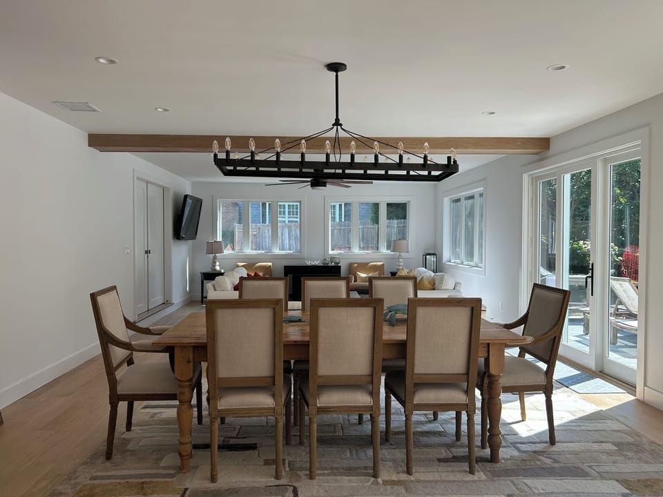 Dining room with two sets of sliders