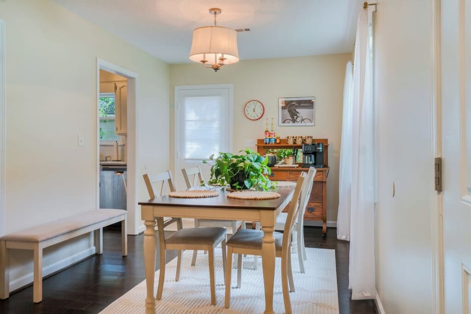Dining area with morning-ready coffee bar - fully stocked