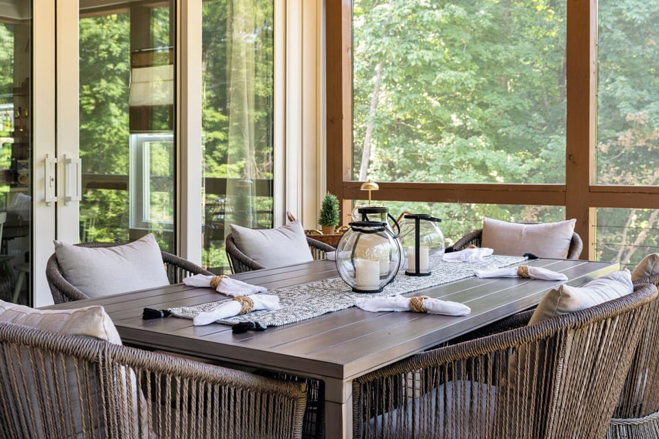Outdoor screened and covered dining area