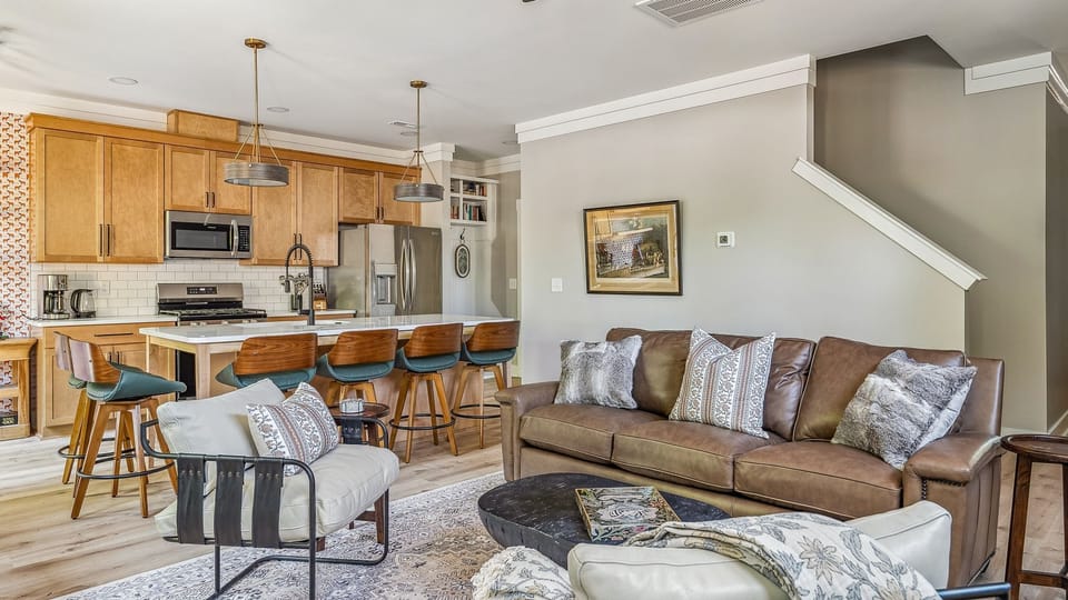 Cook, chat, and unwind in one light-filled, comfortable space.