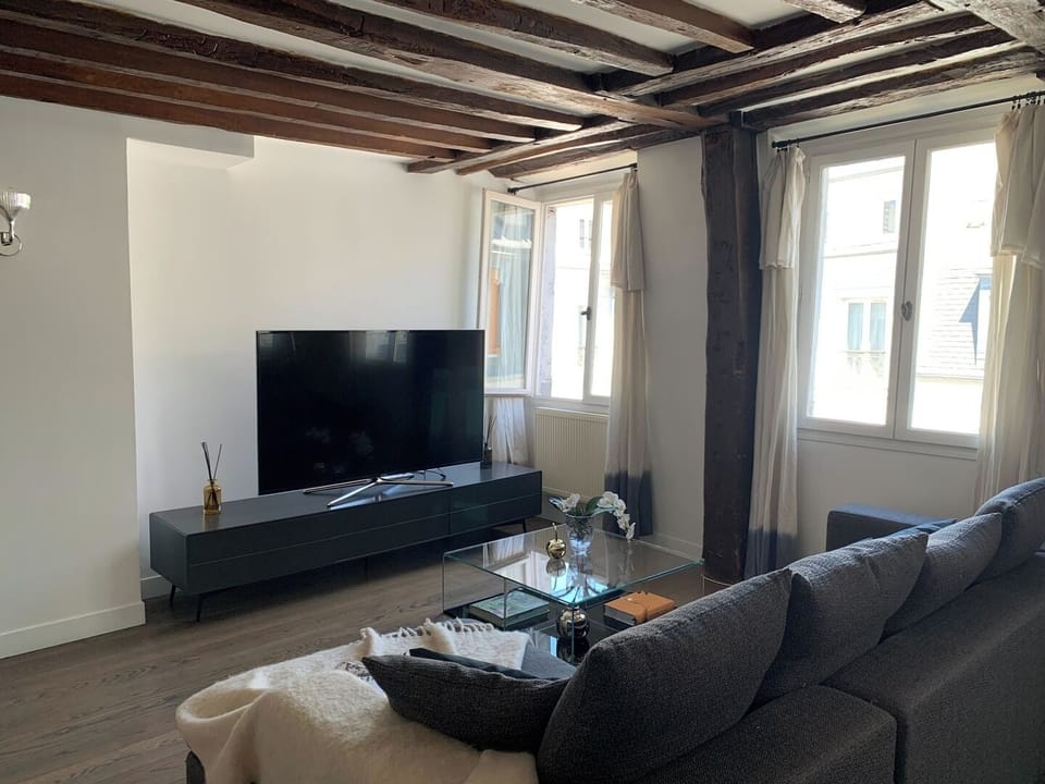 The open-plan living and dining area