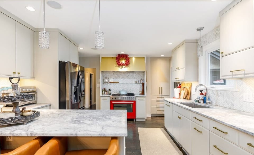 Fully-stocked kitchen.