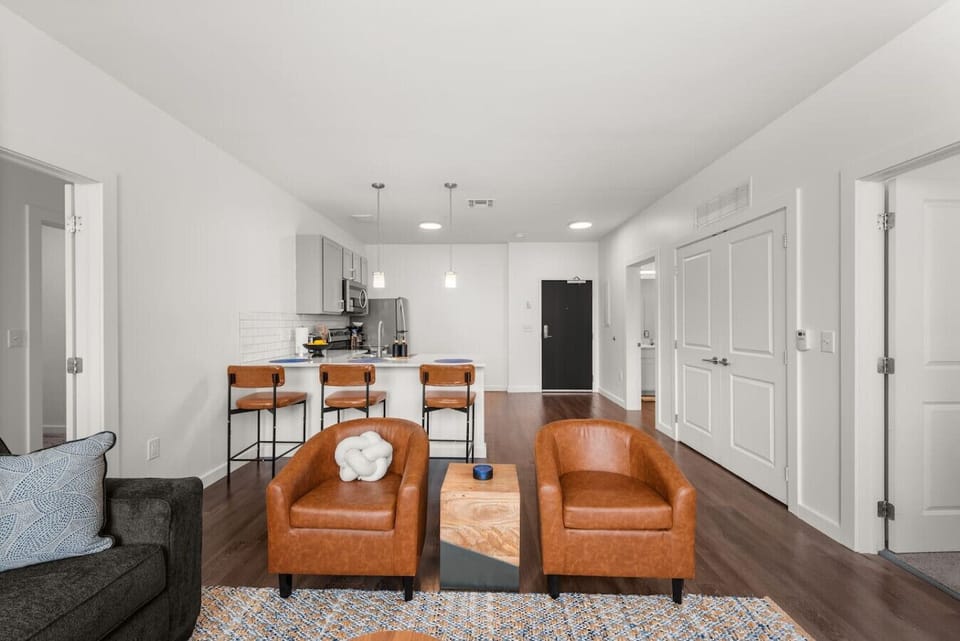 Bright open-concept living and kitchen area