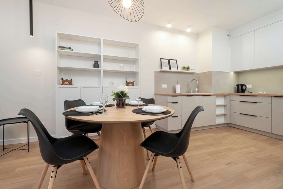 Kitchenette with dining table. 